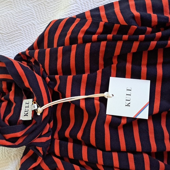 NWT KULE Womens Coral/Navy‎ Cotton Turtleneck SIZE XS - Picture 6 of 8